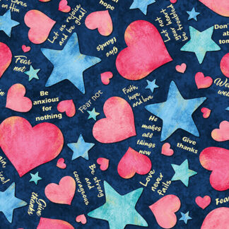 BENARTEX UPWORDS HEARTS AND STARS NAVY