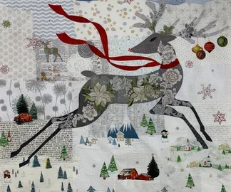 Laura Heine Raindeer Collage Quilt