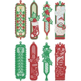 CHRISTMAS LACE EMBROIDERED BOOKMARK