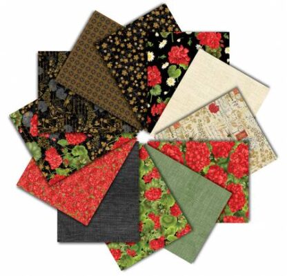 TIMELESS TREASURES SCARLET BEAUTY FAT QUARTER 12PCS