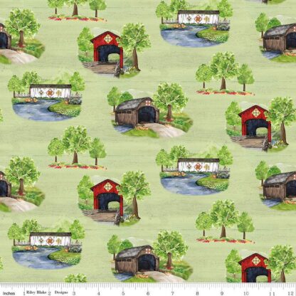 RILEY BLAKE COVERED BRIDGES IN SPRING MAIN GREEN