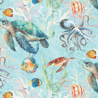 BENARTEX - UNDER SEA WORLD LT. TURQ./MULTI