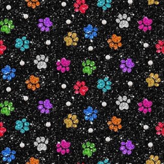HENRY GLASS DIVA PUPS BLACK PAW PRINTS