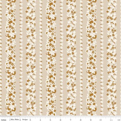 LIBERTY DENIM FLORALS TOPIARY STRIPE C