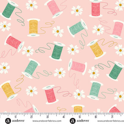 ANDOVER BLOOM AND SEW BALLET PINK SPOOLS AND BLOOMS