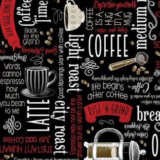 BENARTEX - PERFECT BREW COFFEE TIME WORDS BLACK