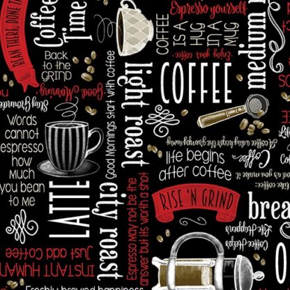 BENARTEX - PERFECT BREW COFFEE TIME WORDS BLACK