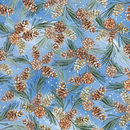 BENARTEX - WOODLAND WONDERLAND PINECONES MEDIUM BLUE