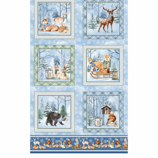 BENARTEX - WOODLAND WONDERLAND PANEL BLUE 24 X 44