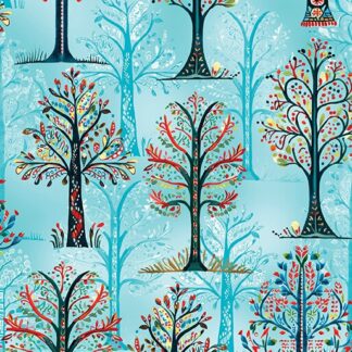 BENARTEX -FARM FEATHERED FOLK FOLKLORE FOREST SKY BLUE