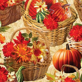 BENARTEX - HARVEST BEAUTY HARVEST BASKETS CREAM/MULTI 44x45" 100% Cotton