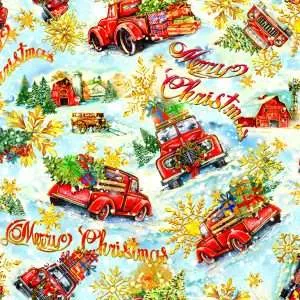 OASIS NOEL HOLIDAY TRUCK TOSSED BLUE