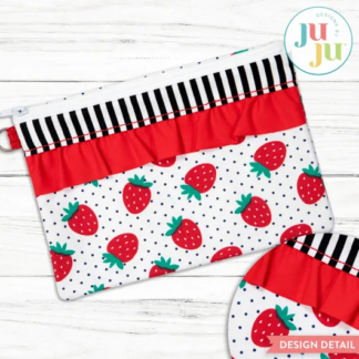 May's embroidery club is an In-the-Hoop zippered bag. If you have never made a project that sews a zipper in the hoop, this is a great opportunity. Your bag will be fully-lined and you have opportunities to add a ruffle, decorative top strip and tabs. We will make the 5 x 7 Hoop size in class. This collection by JuJu includes several sizes. SUPPLY LIST Your embroidery machine, embroidery foot, 5 x 7 Hoop Embroidery Needle size 90/14 Pre-wound Bobbin A thread color to match your fabrics CUTTING CHART Front Bottom Fabric 5" x 9" Front Top Fabric 2.5" x 9" Ruffle or Lace Trim 9"--no more than 1-1/2" wide Zipper, Nylon size 3 9" Back Fabric 7" x 9" Lining Fabric CUT 2 7" x 9" I suggest you fuse a light-weight interfacing to the front and back pieces. I used Shape-Flex See photo of the sample to coordinate your fabrics FURNISHED KIT INCLUDES Tear away Stabilizer Tape Printed Instructions Embroidery File (please let us know what format your machine uses.) Skill Level: Beginner Skill Details: Following directions for In-The-Hoop Projects Materials Included: Kit Includes Stabilizer, Tape, Embroidery File, Instructions Requirements: Please see supply list. Your machine must be in good working order. Instructor: Teresa Packer Instructor Bio: Store Owner