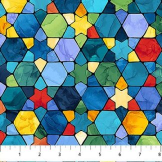 HANUKKAH LIGHTS MULTI STAINED GLASS BLUE