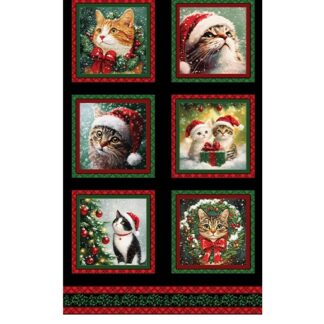 MERRY CATS PANEL BLACK MULTI 24 X 44