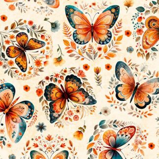 QT FABRICS HARVEST HOLLOW BUTTERFLIES CREAM