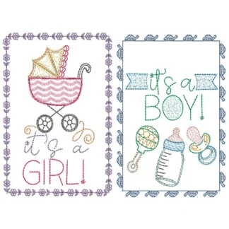 EMBROIDERY CLUB AUGUST BABY GREETING CARDS