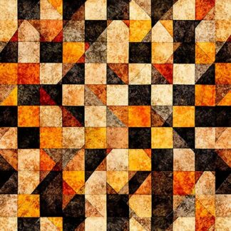 QT FABRICS A HAUNTING WE WILL GO CHECKERBOARD GEO BURNT ORANGE