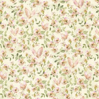 WHITE OWL FAIRY BOUTIQUE FLOWERS AND BUTTERFLIES CREAM PINK