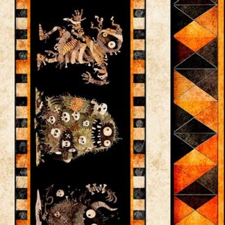 QT FABRICS A HAUNTING WE WILL GO HALLOWEEN MONSTER BORDER MULTI