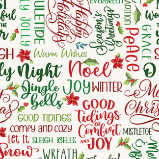 BENARTEX HEARTLAND HOLIDAY HOLLY & JOLLY WORDS CREAM