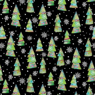 SNOW JOY FESTIVE TREES BLACK