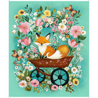QT FLORA & THE FOX TURQUOISE 1 YARD PANEL